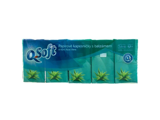 Q Soft kapesník (10x10ks/fol) 4 vrstvý balzám