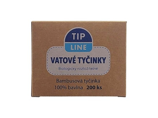 Tip Line vatové bambusové tyčinky krabička 200 ks