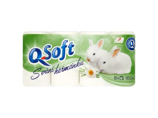 Q Soft toaletní papír( 8ks/fol) 3vrstvý heřmánek