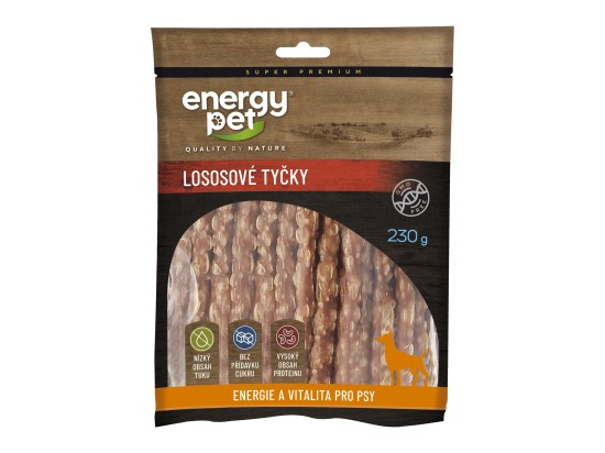 Energy Pet lososové tyčky pěnové 230g