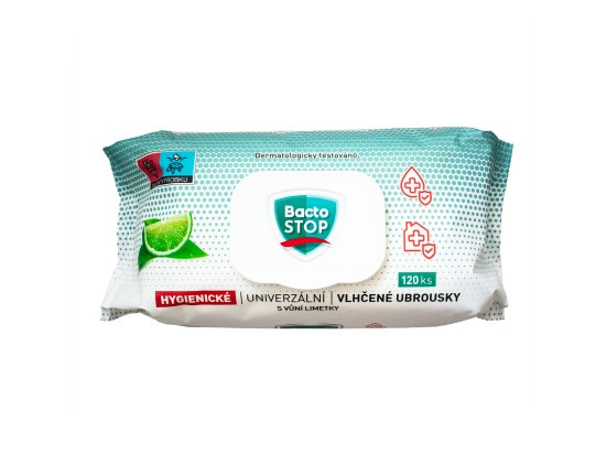 BactoSTOP Hygienické vlhčené ubrousky s vůní limetky 120 ks