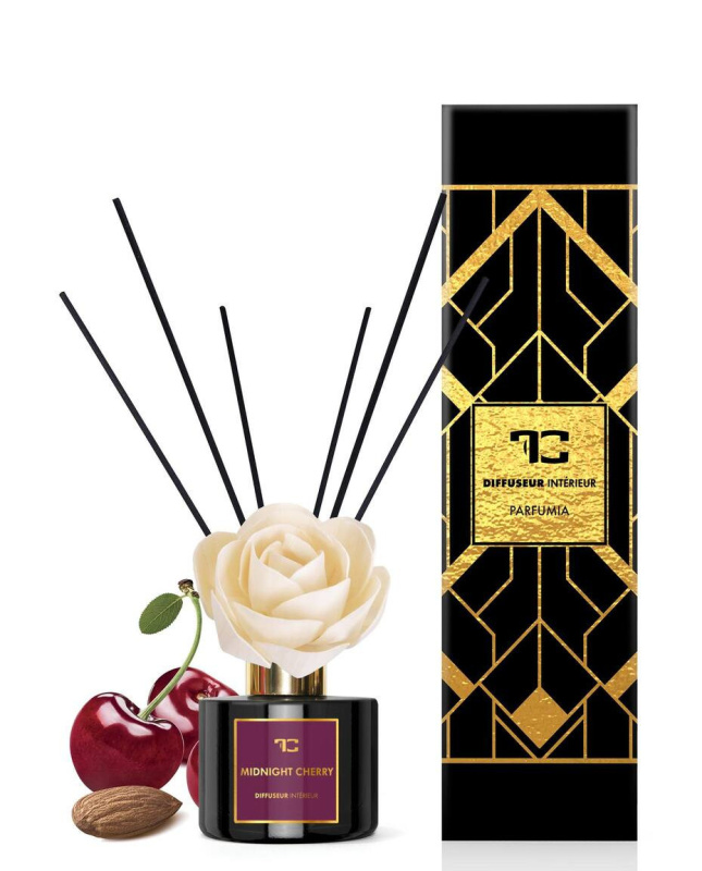 MIDNIGHT CHERRY | difuzér s FLOW květinou & tyčinkami | PARFUMIA® | 200 ml