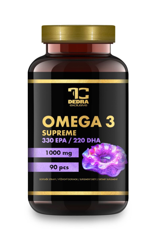 OMEGA 3 SUPREME 1000 mg | 1 tobolka = 330 mg EPA & 220 mg DHA  vitamin E | srdce, mozek & zrak | 90 kapslí | 122 g