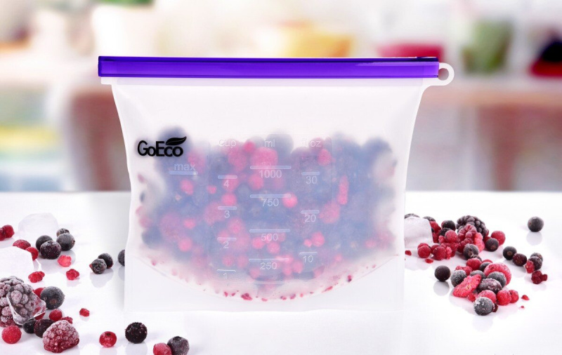 SILISÁČEK GoEco® | 1 L | silikonový sáček na potraviny s těsnicím klipem