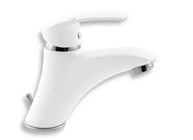 Baterie umyvadlová stojánková bez výpusti bílá