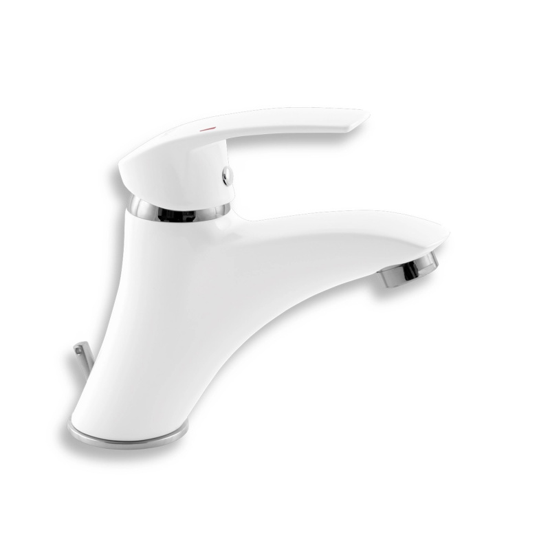 Baterie umyvadlová stojánková bez výpusti bílá