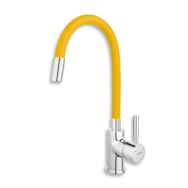 Baterie dřezová stojánková Novaservis Ferro 70710,0ZL žlutá-chrom s elastickým ramenem