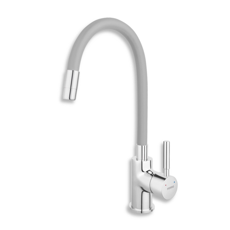 Baterie dřezová stojánková Novaservis Ferro 70710,0S stříbrnošedá-chrom s elastickým ramenem