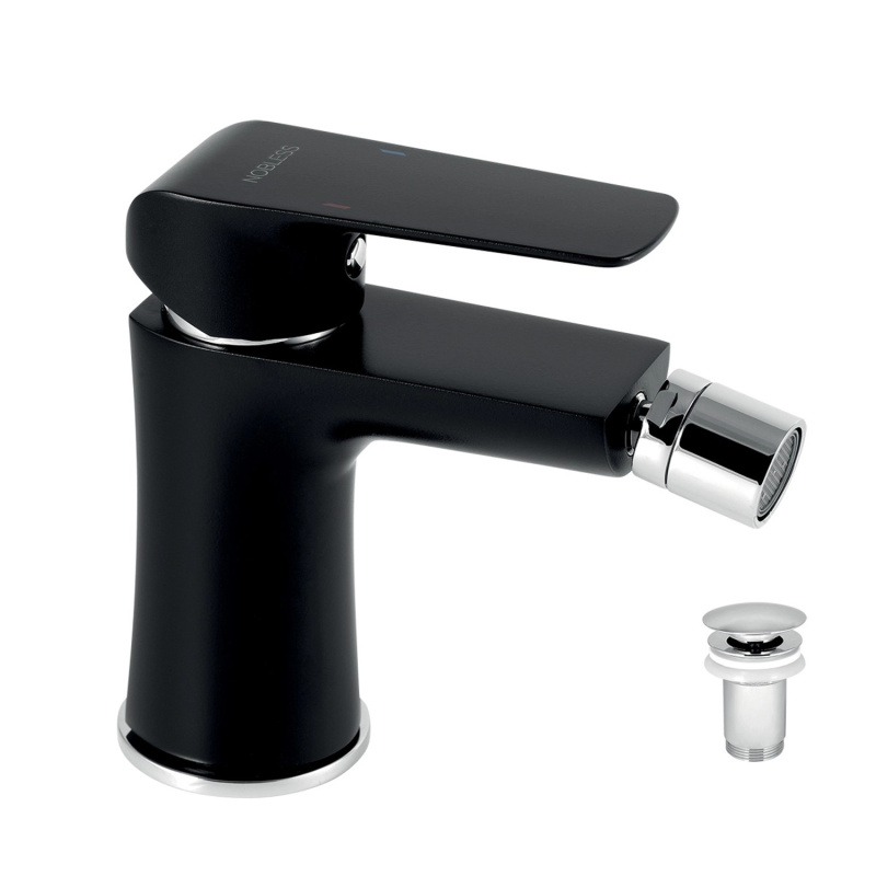 Bidetová baterie s výpustí Nobless Tina černá matná NOVASERVIS 38011,5