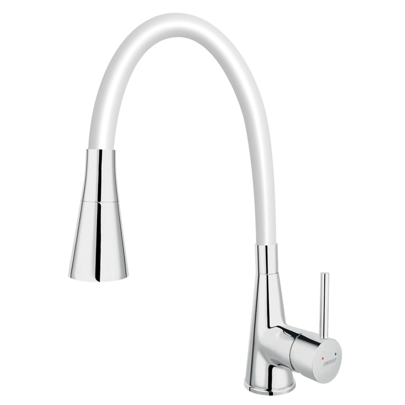 Dřezová baterie Novaservis se silikonovým ramínkem bílá/chrom 70720,0B