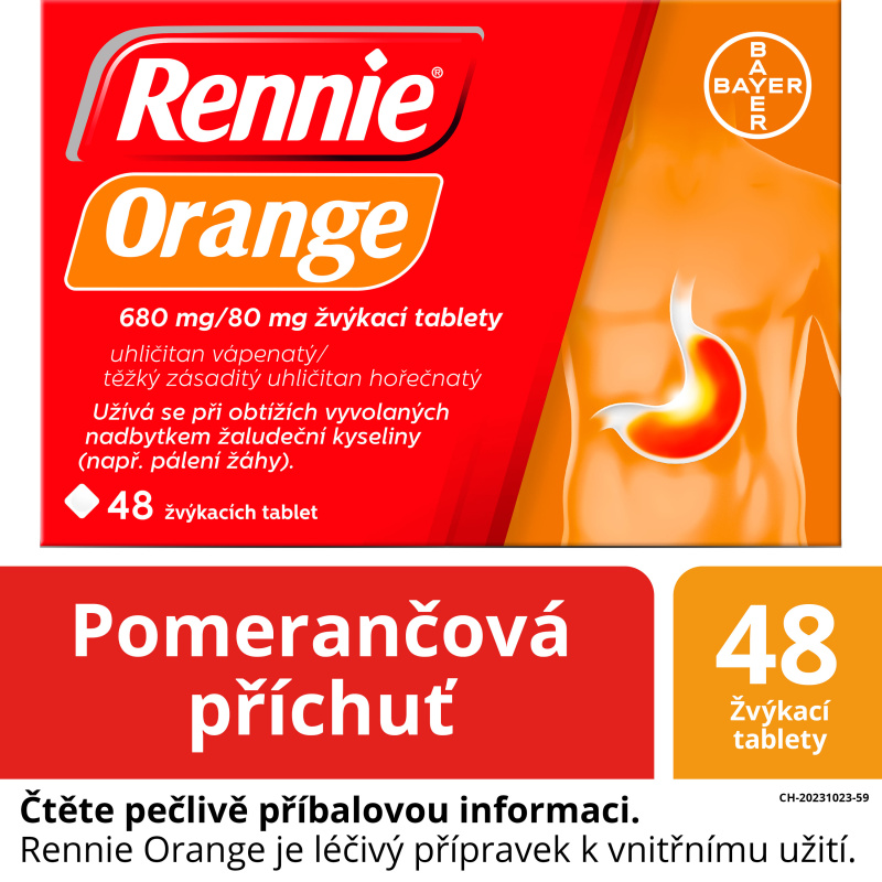 RENNIE ORANGE 680MG/80MG žvýkací tableta 48