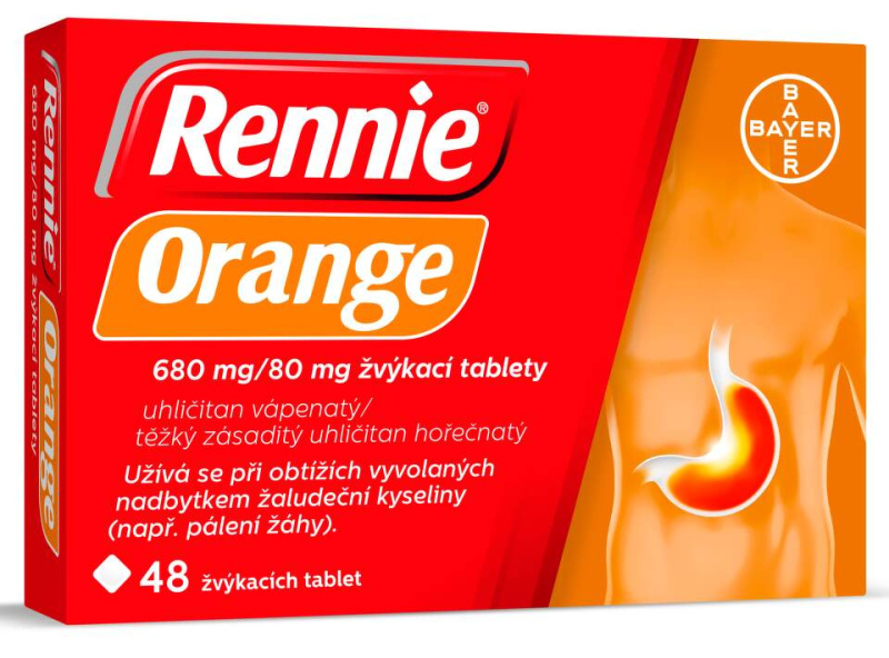 RENNIE ORANGE 680MG/80MG žvýkací tableta 48