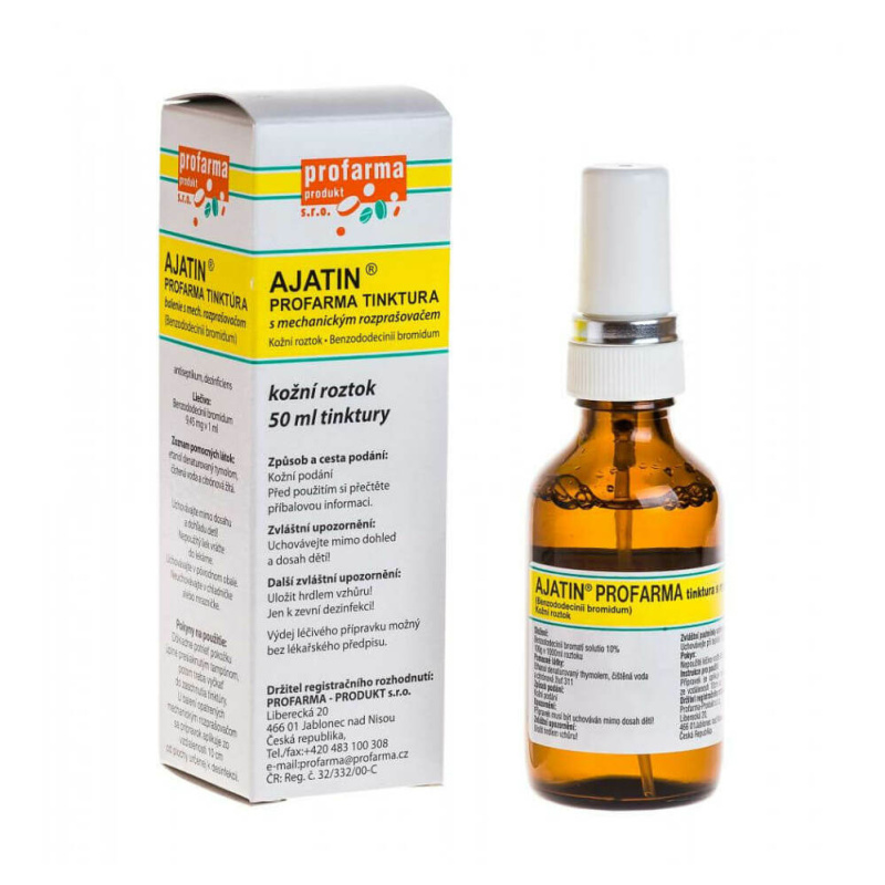AJATIN PROFARMA TINKTURA S MECHANICKÝM ROZPRAŠOVAČEM 100MG/ML Kožní sprej, roztok 1X25ML