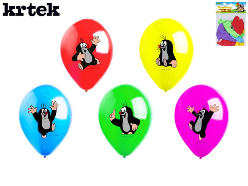 Balónek nafukovací 30cm Krtek - sada 5ks, 5 designu