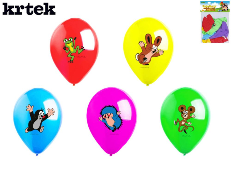 Balónek nafukovací 30cm Krtek + kamarádi - sada 5ks, 5 designu