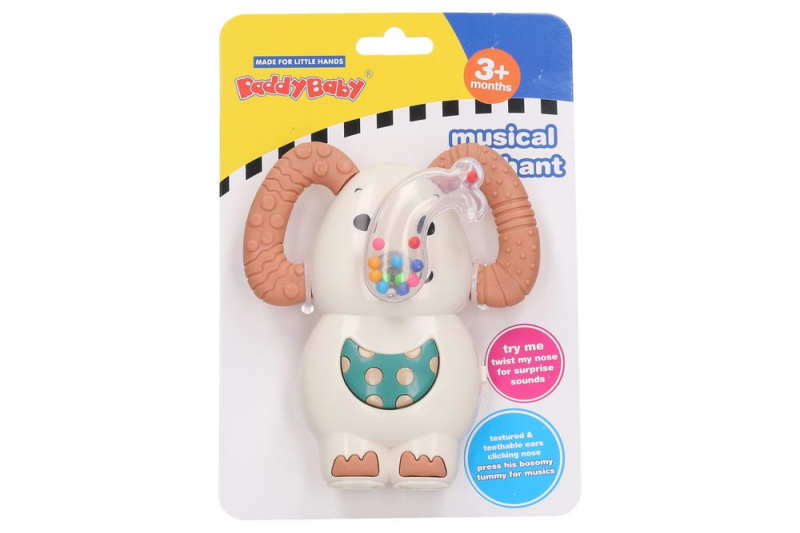 Chrastítko slon s efekty 12cm