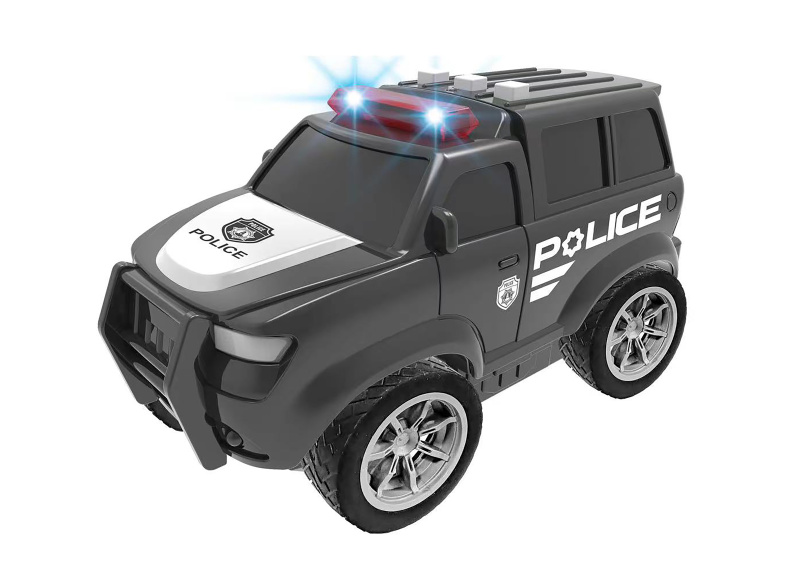 Černé policejní auto s efekty