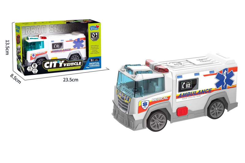 Auto záchranka se setrvačníkem a efekty