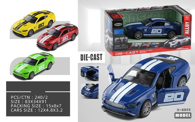 Kovové Auto na Zpětné Natažení s Pruhy