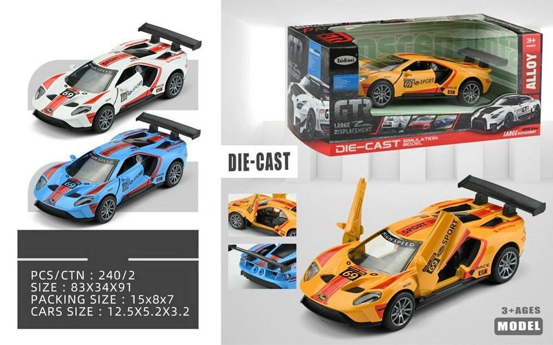 Kovové závodní auto se zpětným natažením