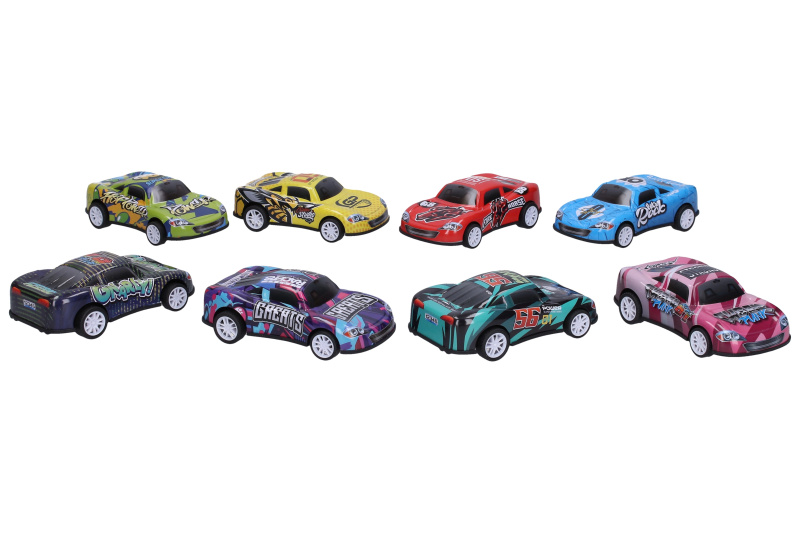 Kovové závodní autíčko na zpětné natažení 10 cm