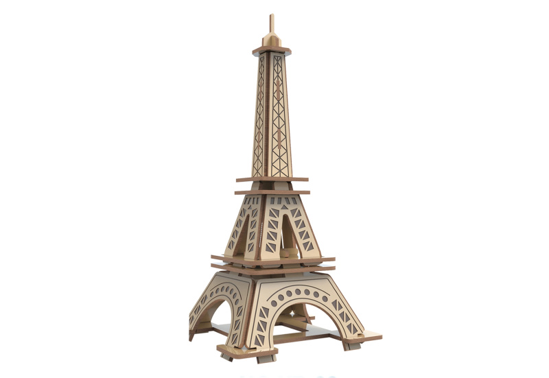 Puzzle 3D dřevěné s barvami eifelova věž
