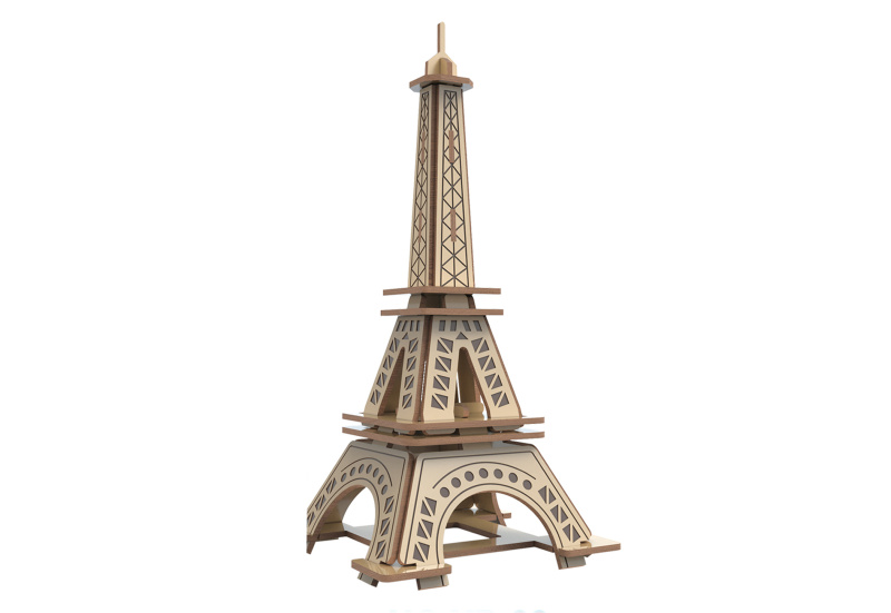 Puzzle 3D dřevěné s barvami eifelova věž
