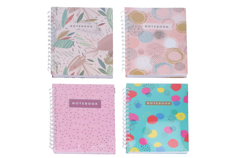 Poznámkový blok se spirálou A5, linkovaný, 100 stran, mix motivů