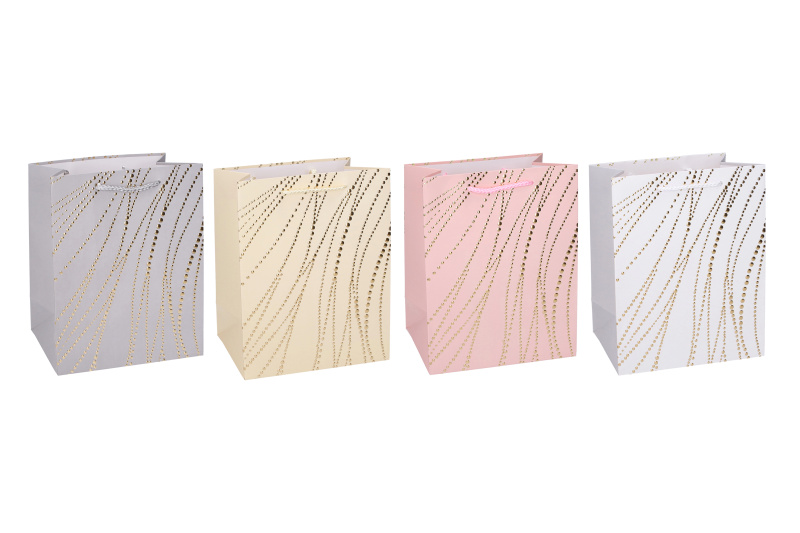 Dárková taška M 26 × 32 × 12 cm – elegantní celoroční papírová taška se zlatým dekorem