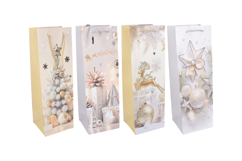 Dárková taška na láhev M Vánoce 12 × 35 × 9 cm