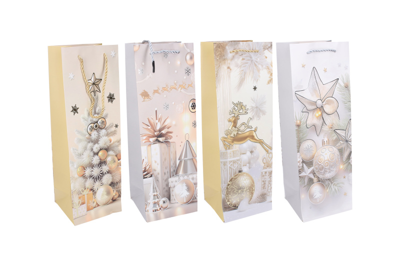 Dárková taška na láhev M Vánoce 12 × 35 × 9 cm