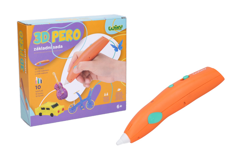 3D pero WIKY oranžové základní sada 10 náplní 10 šablon