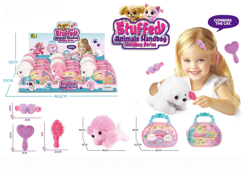 Plyšový pejsek v tašce 16 cm s doplňky