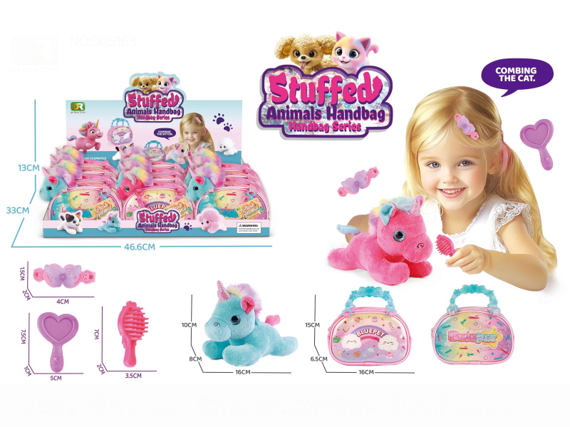 Plyšový jednorožec v tašce 16 cm – sada s doplňky