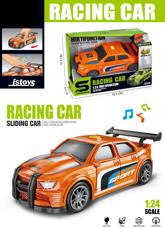 Závodní auto s efekty 16 cm – oranžové