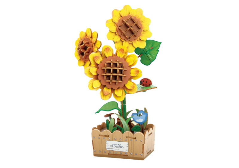 Stavebnice 3D dřevěná - Slunečnice 21 cm