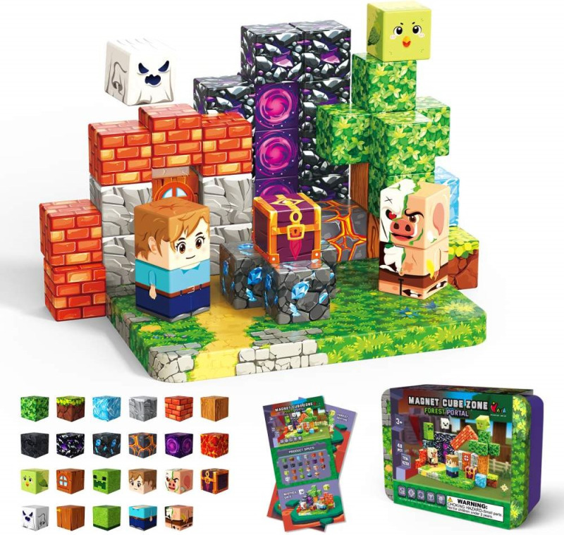 Stavebnice Magnet Cube Zone - Forest Portal 48 dílků