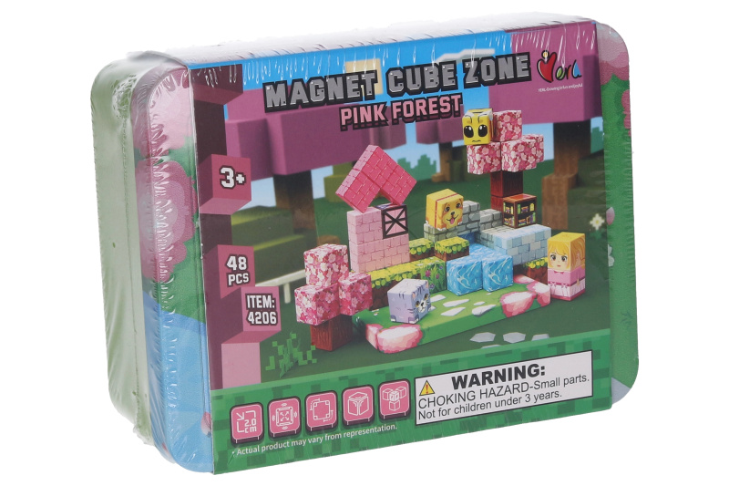Stavebnice Magnet Cube Zone - Pink Forest 48 dílků