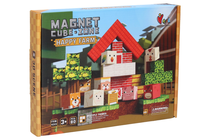 Stavebnice Magnet Cube Zone - Happy Farm 80 dílků
