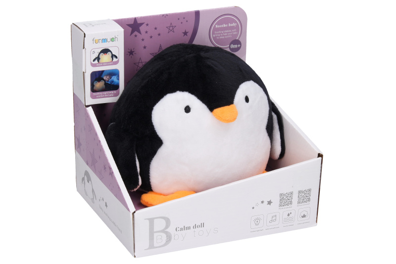 Plyšová lampička tučňák s hudbou 22 cm