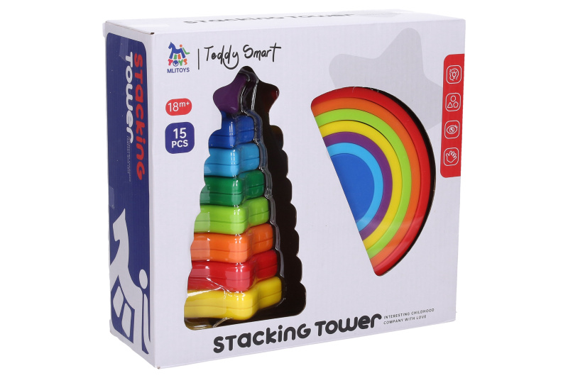 Věž skládací s duhou set 18cm