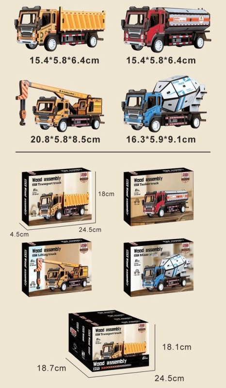 Stavebnice dřevěná Auto stavební 16 cm