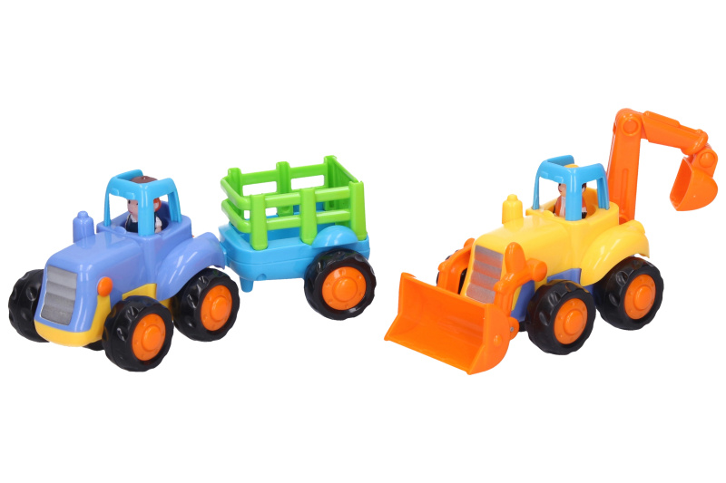 Wiky Vehicles Traktor + vlek / Bagr se setrvačníkem, 16 cm