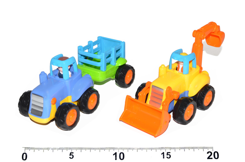 Wiky Vehicles Traktor + vlek / Bagr se setrvačníkem, 16 cm
