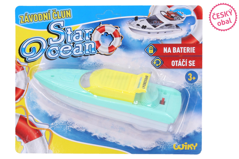 Wiky Loď/člun do vody plast 18cm na baterie na kartě