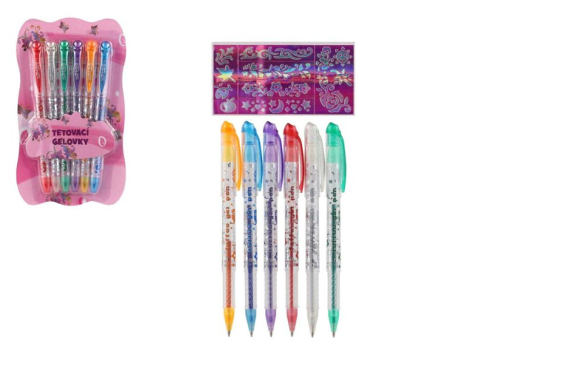 Gelová pera tetovací 6 ks
