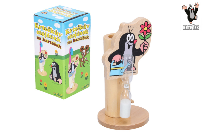 Teddies Stojánek na kartáček Krtek dřevo asst 4 druhy v krabičce