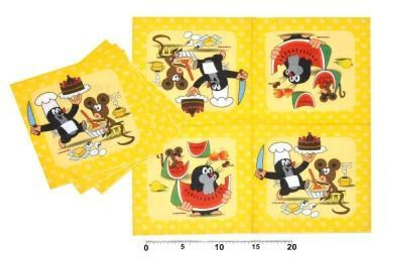Párty ubrousky krteček - krtek a kamarádi 12 ks, 33 cm