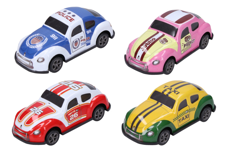 Teddies Auto závodní 4ks kov/plast 8,5cm na zpětné natažení v krabičce 11x28x5cm