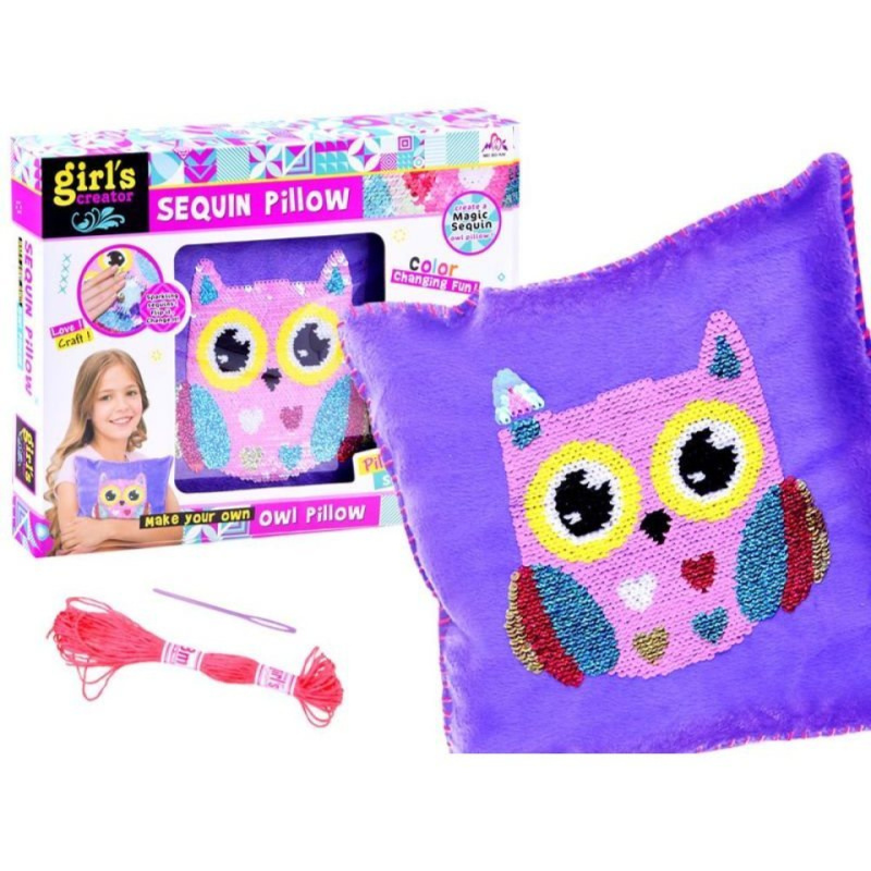 Wiky kreativita Sova ušij si polštář s flitry 30 x 30 cm